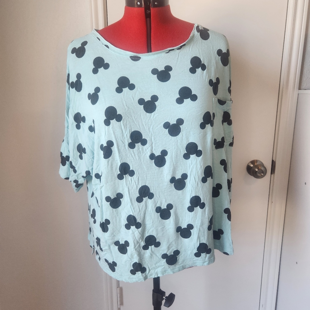 Blue Mickey head pajama short set